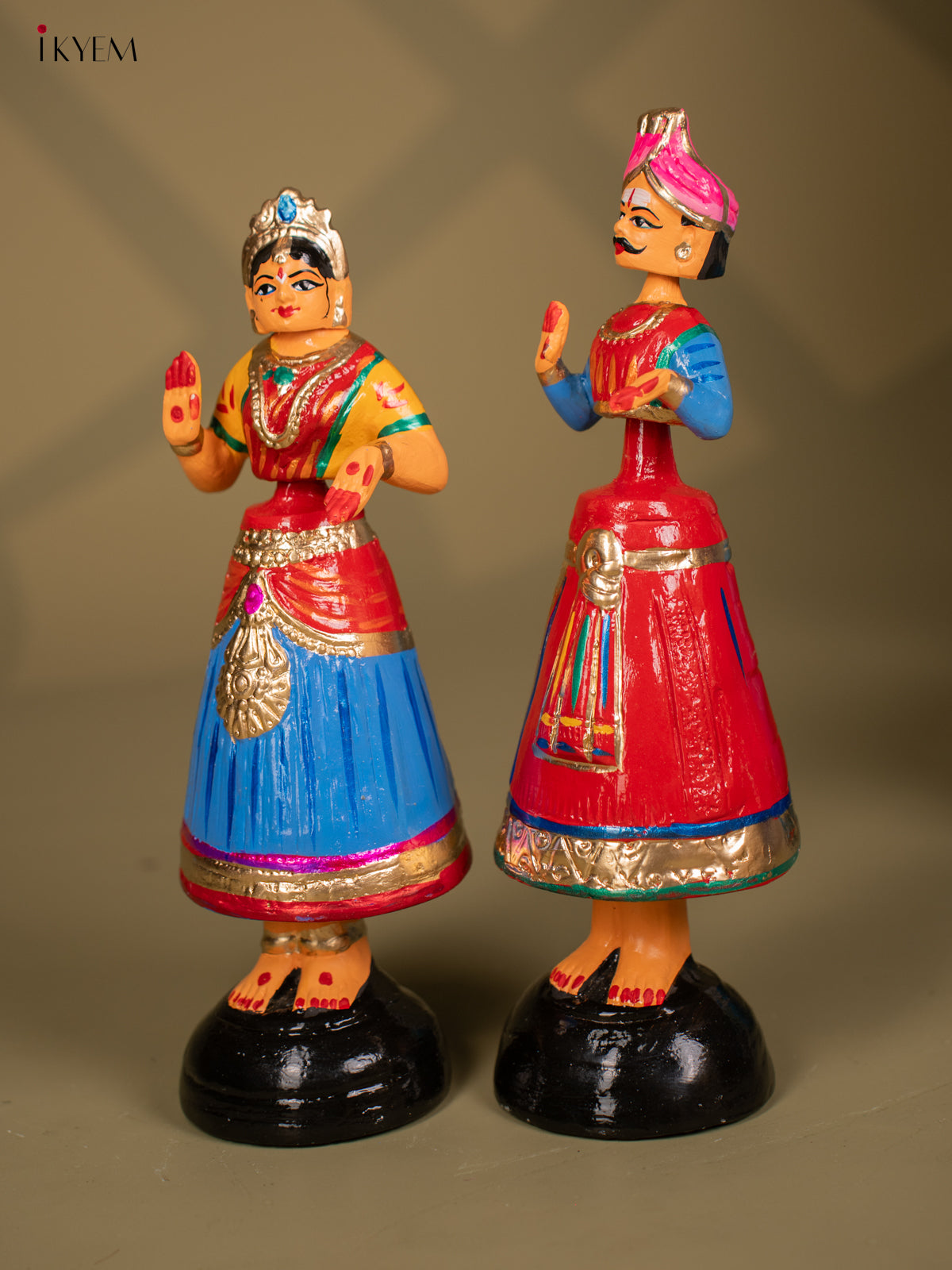 Thanjavur Dancing Doll - Couples - 13 Inch - Blue & Red - KF26116