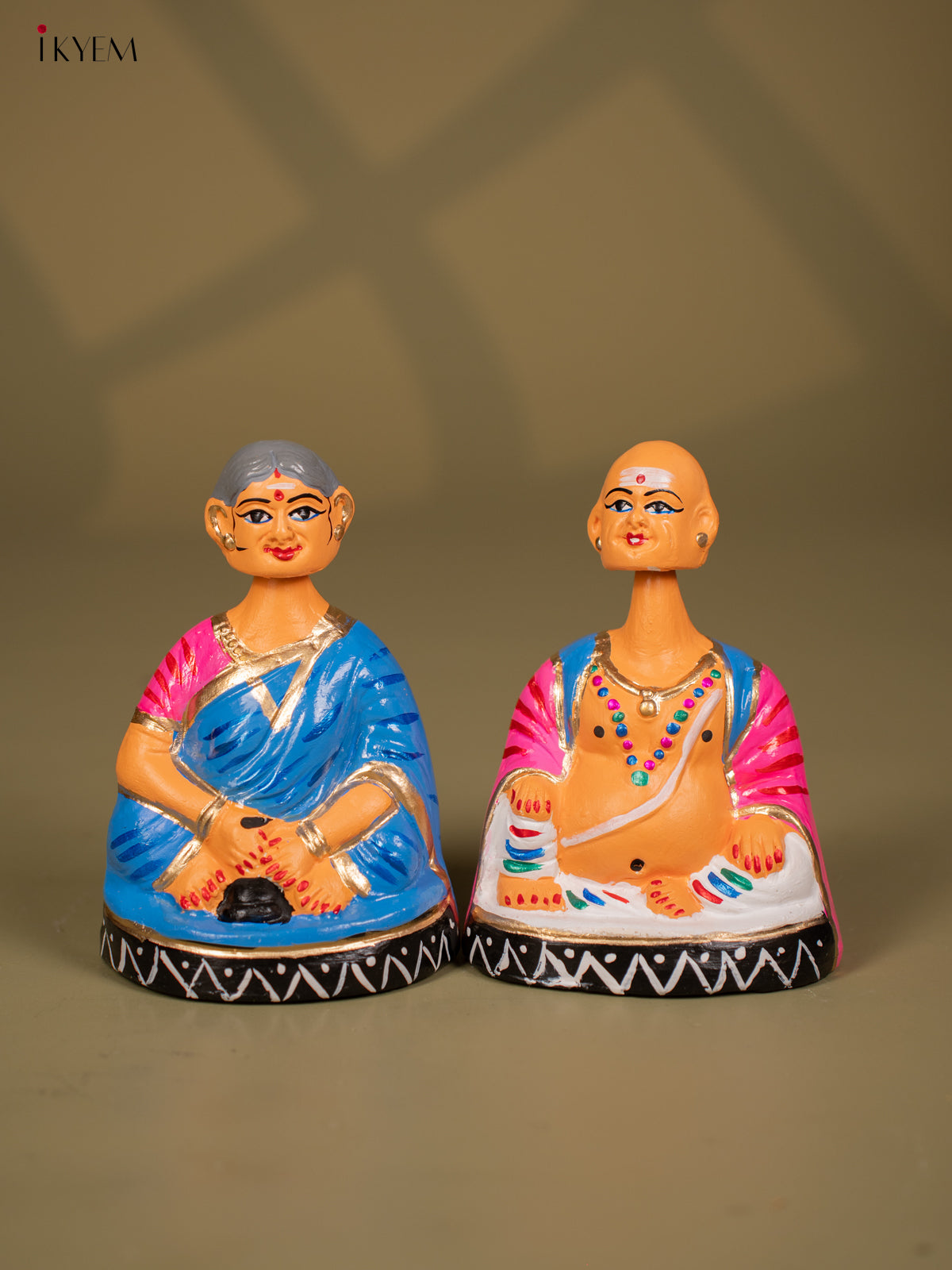 Thanjavur Dancing Doll - Couples - 7 Inch - Pink & Blue - KF26124