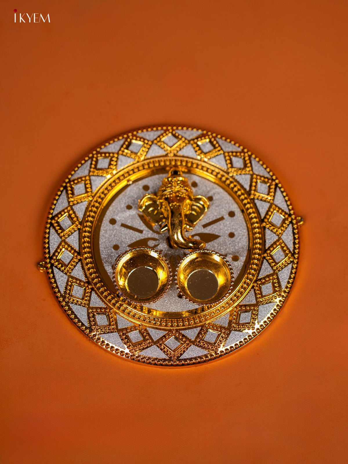 Round Shaped Haldi Kumkum Holder with a Small Ganesha -1