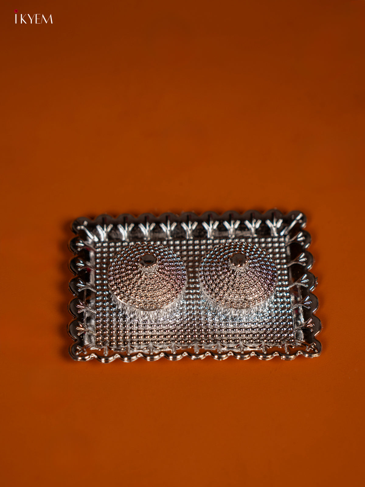 Rectangle Shape Silver Plate With Haldi & Kumkum Holder 