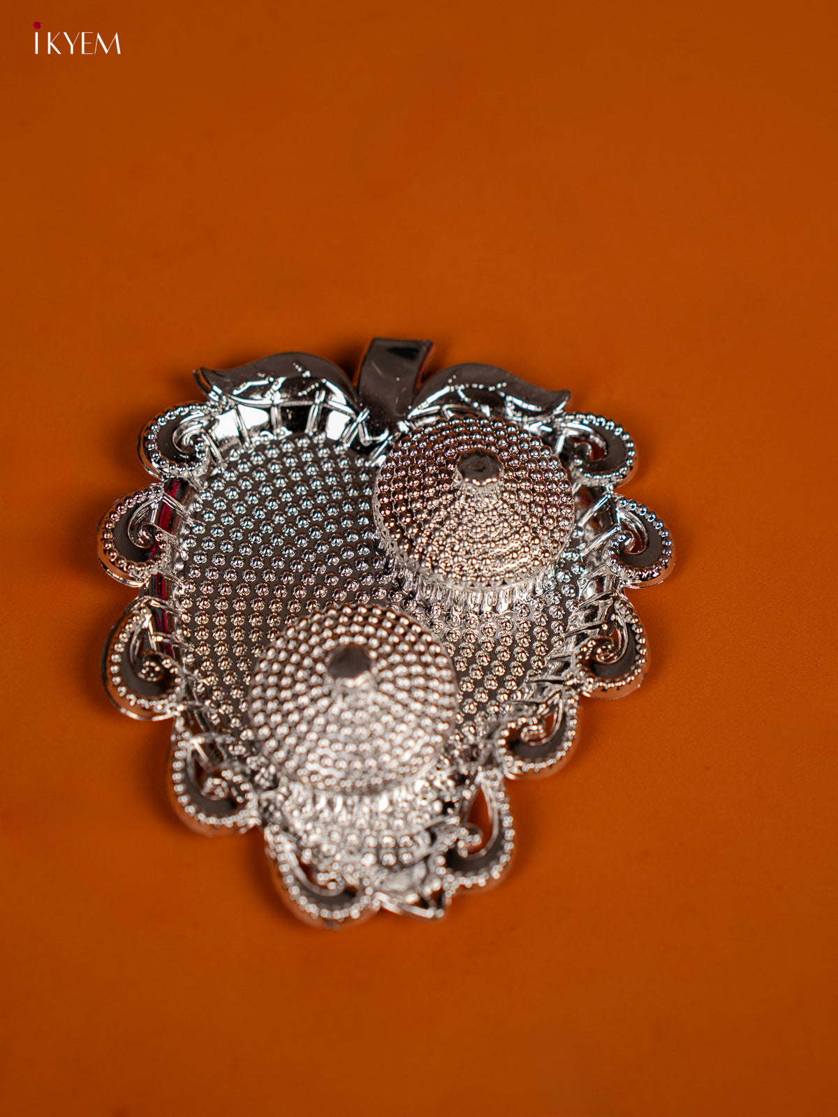 Leaf Shaped Silver Plate With Haldi & Kumkum Holder 