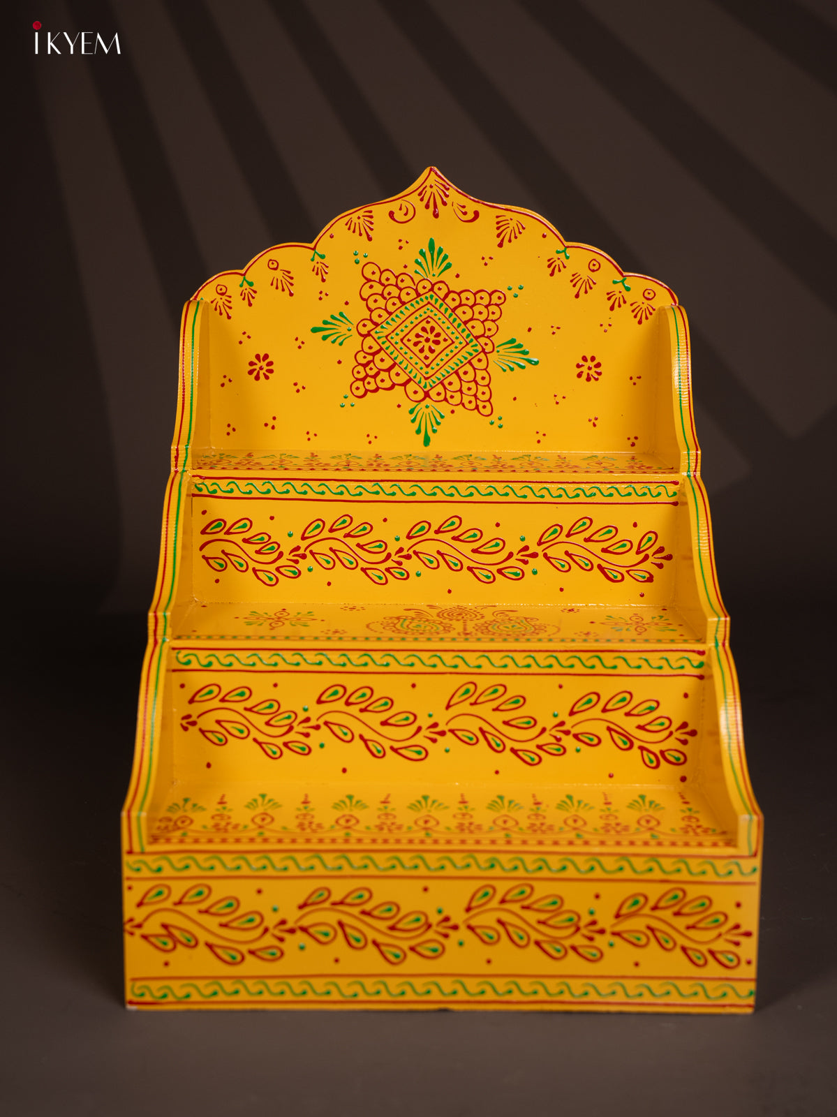 WOODEN HANDPAINTED 3 STEP GOLU PADI - Yellow - KG01118