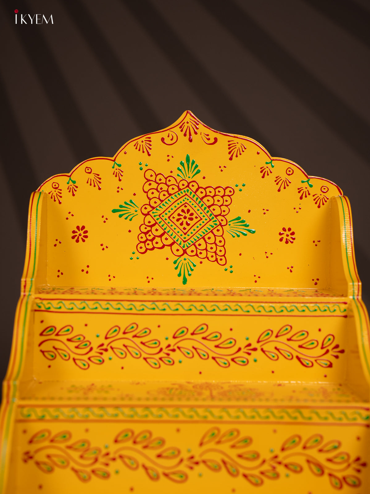 WOODEN HANDPAINTED 3 STEP GOLU PADI - Yellow - KG01118