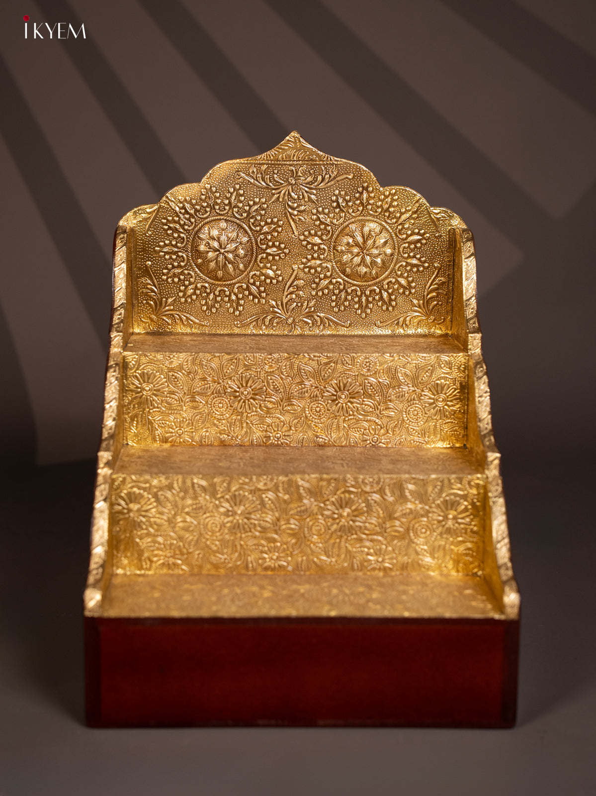 WOODEN 3 STEPS GOLU PADI with brass fitting - KG01125