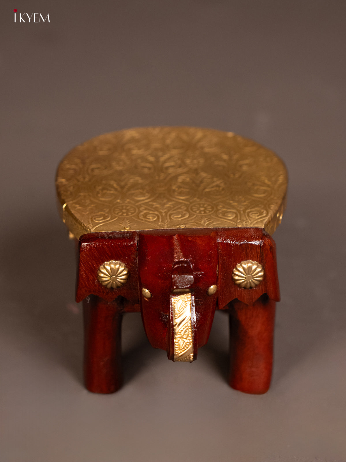 Wooden Brass Fitted Elephant Stool - 4 inch full - KG01135