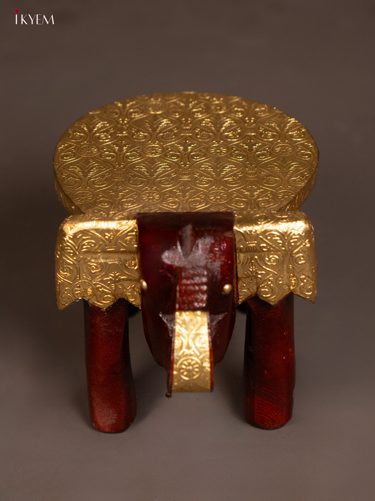 Wooden Brass Fitted Elephant Stool - 6 inch full - KG01136