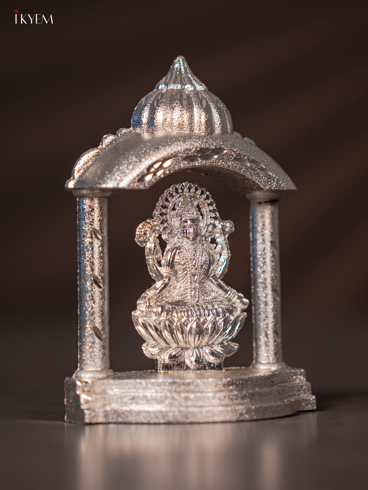 Elegant Silver Plated Goddess Lakshmi In Temple Frame -1