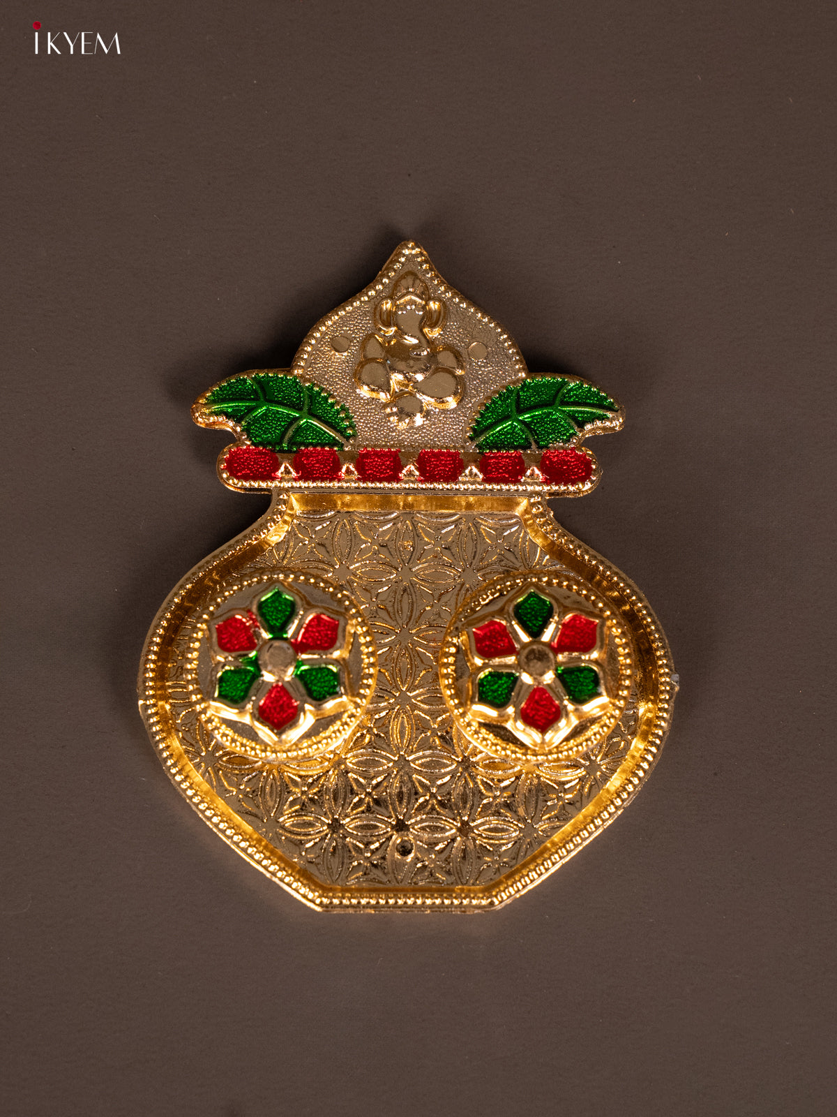 Kalasam Shaped Gold Plate with Haldi Kumkum Holder