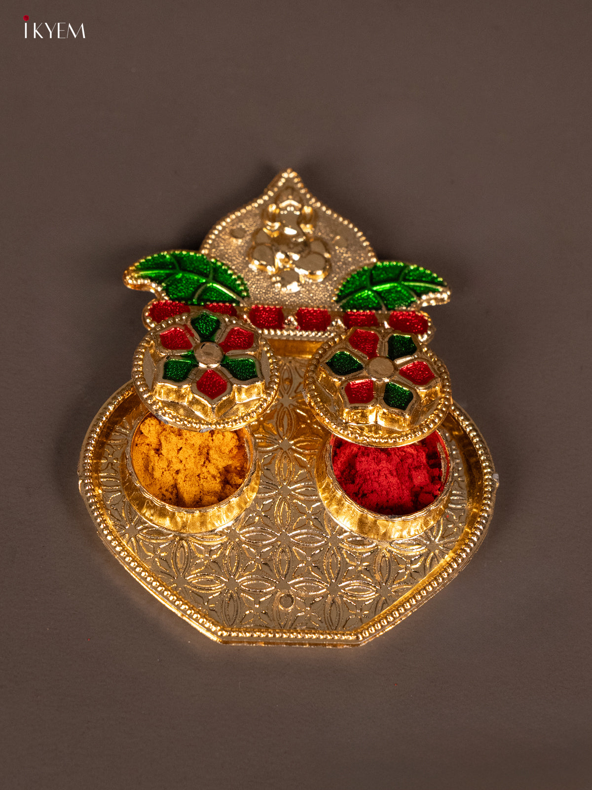 Kalasam Shaped Gold Plate with Haldi Kumkum Holder -1