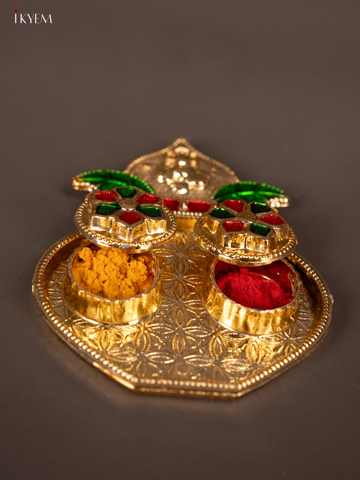 Kalasam Shaped Gold Plate with Haldi Kumkum Holder -2