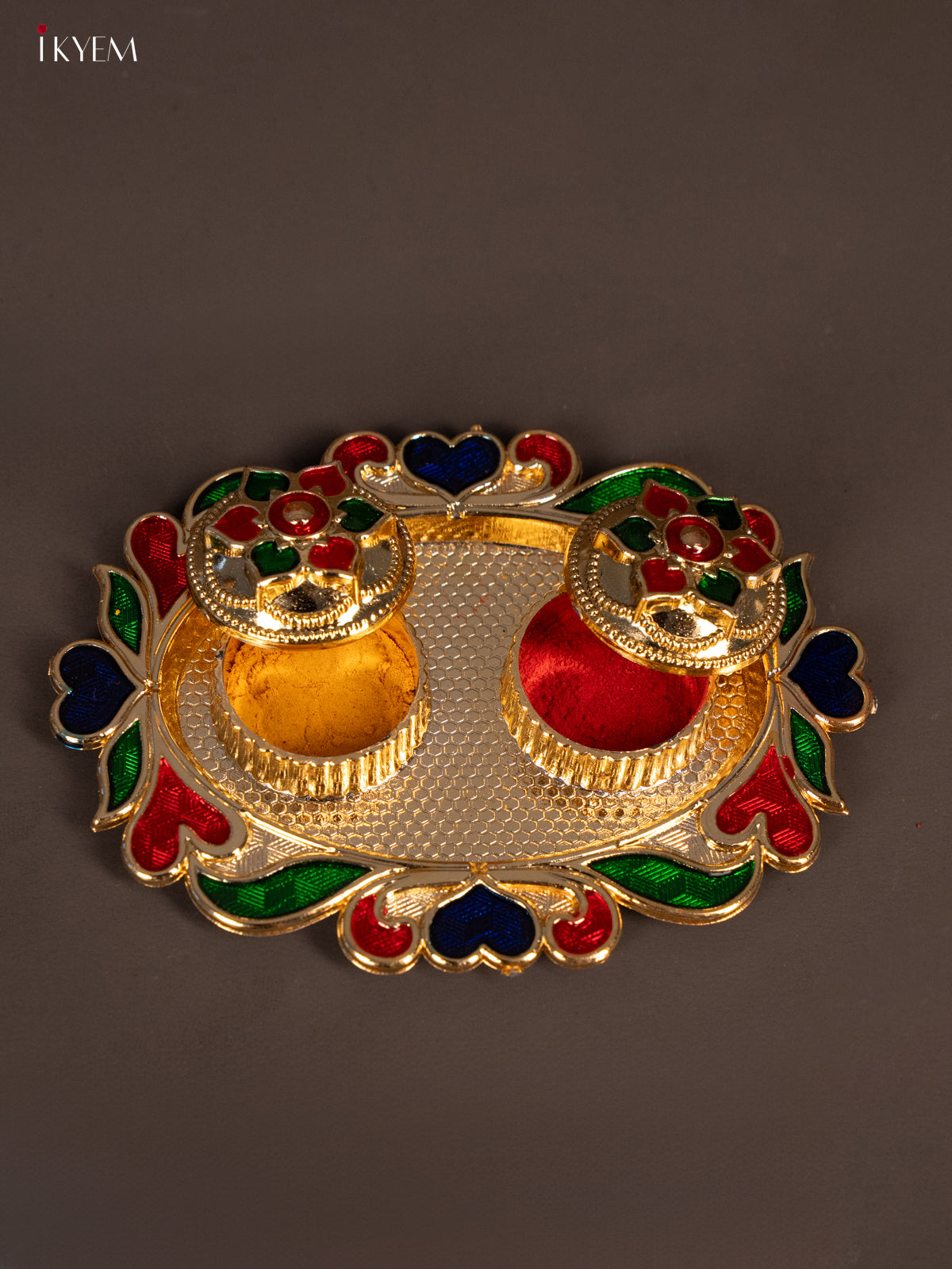 Beautiful oval Meenakari Haldi Kumkum Holder  -1