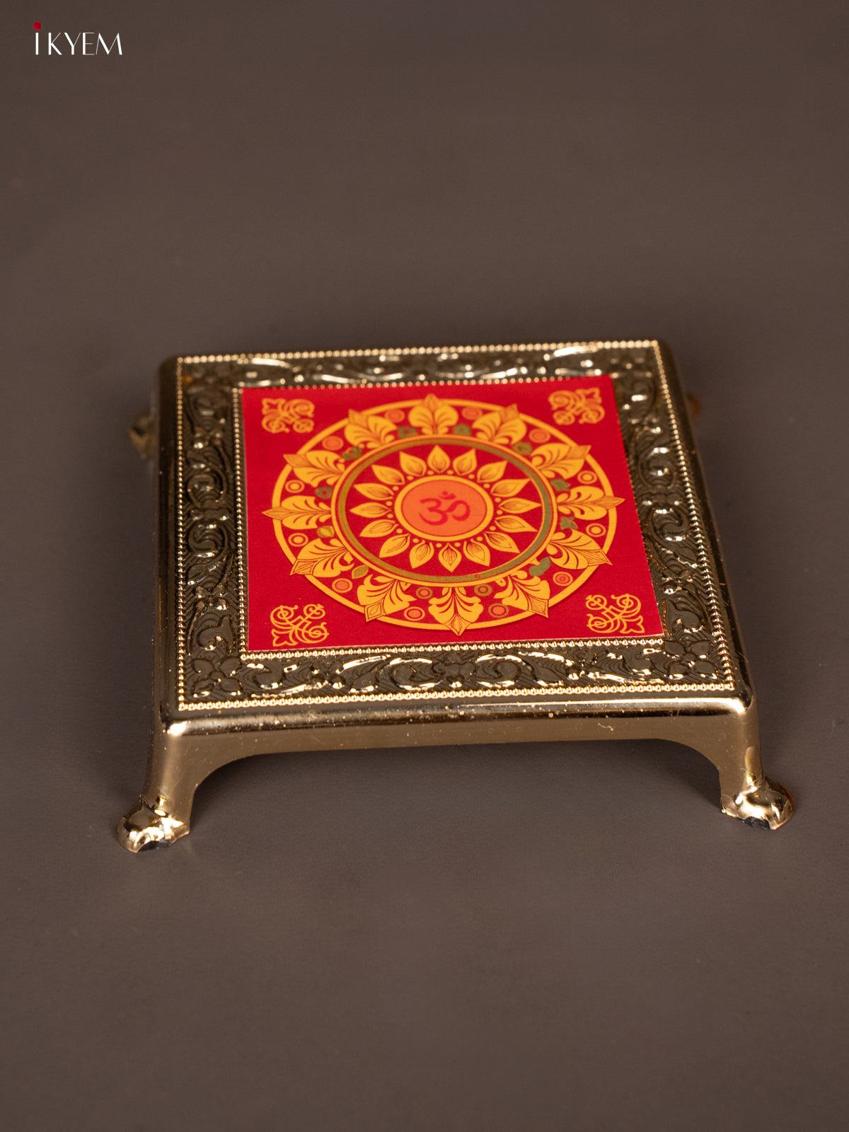 Beautiful Red with Yellow Plastic manai With Rangoli Design 