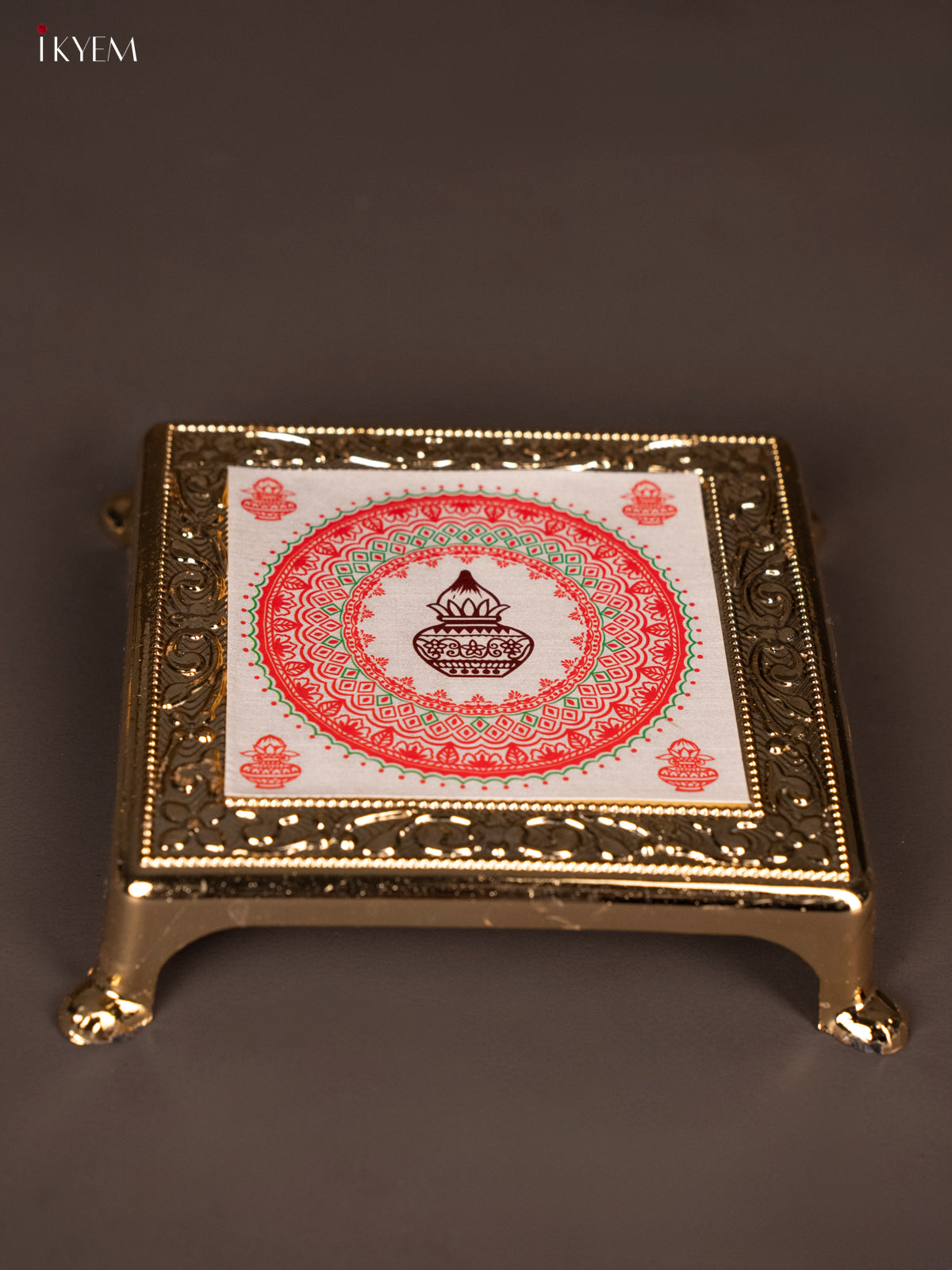 Elegant Red & White Rangoli design Printed Plastic Chowki 