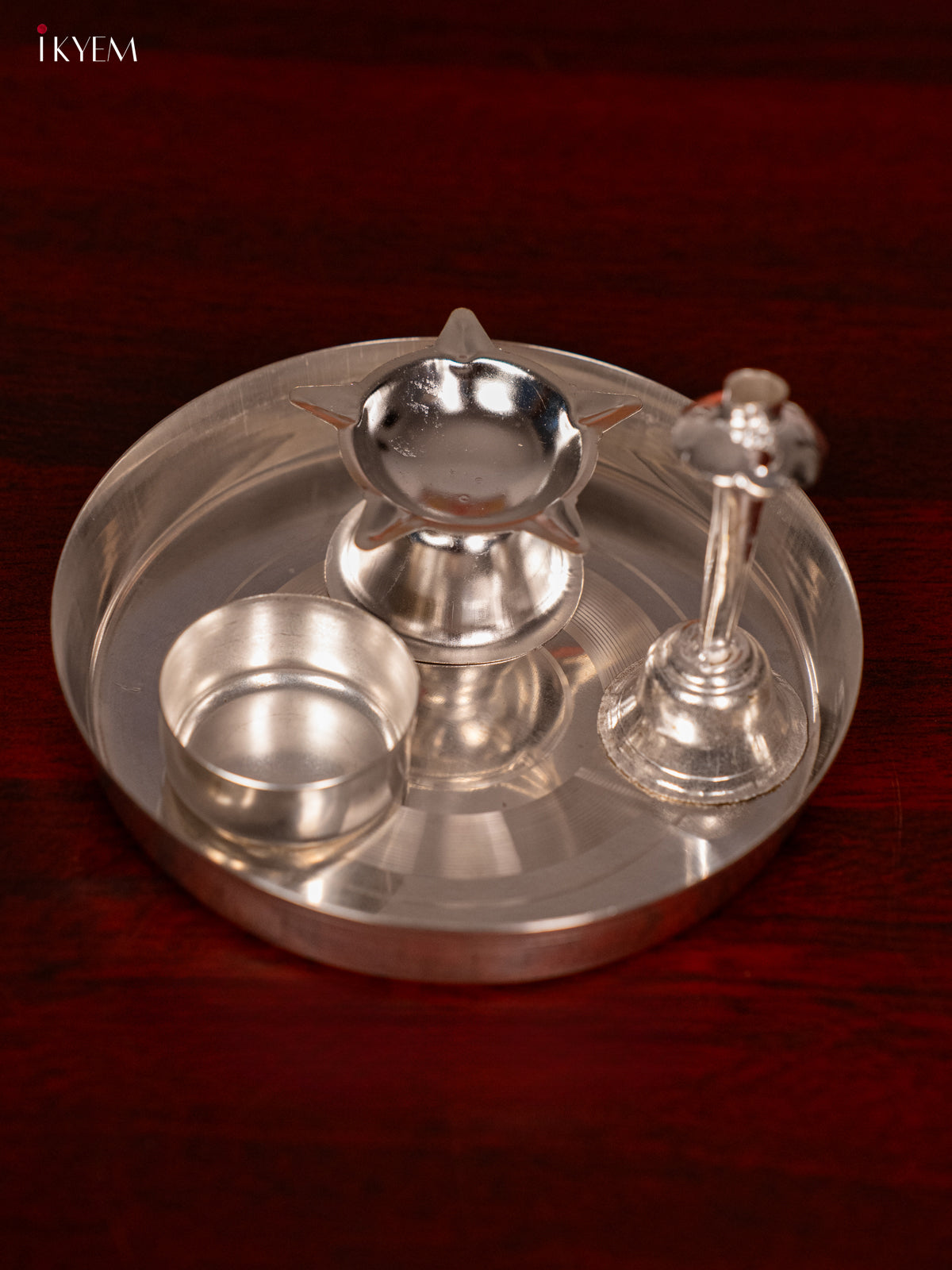 Traditional German Silver Pooja Thali Set 