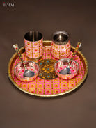 Exquisite Pink Meenakari Pooja Thali Set (10.5×10.5) Inches