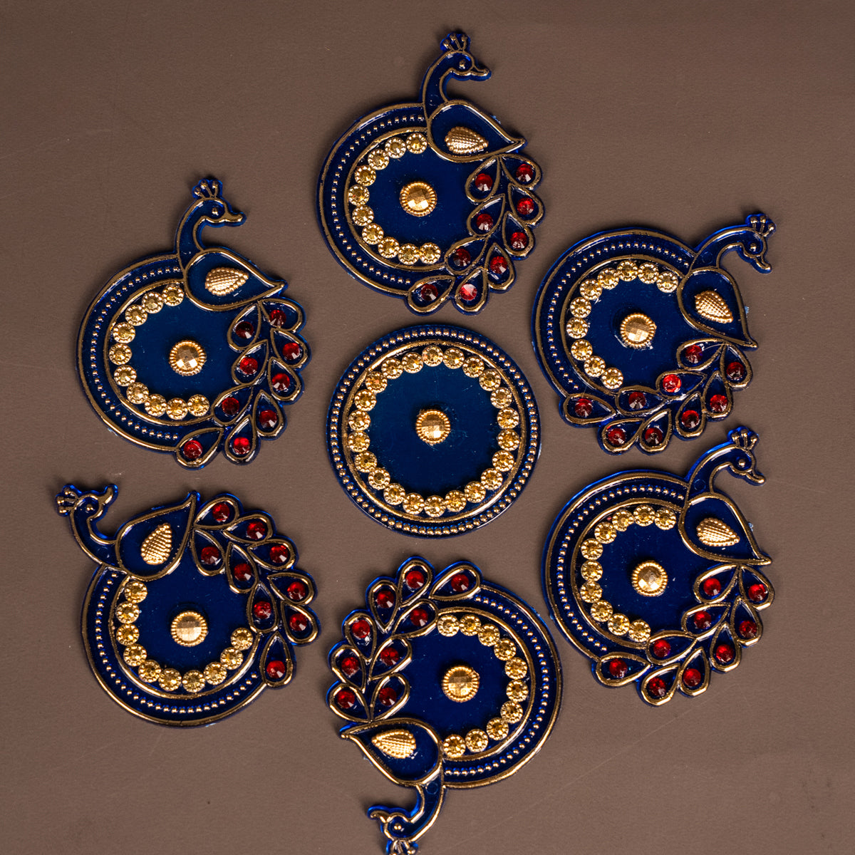 Plastic Mini Rangoli - Peacock - Blue - KH21244 – Ikyem