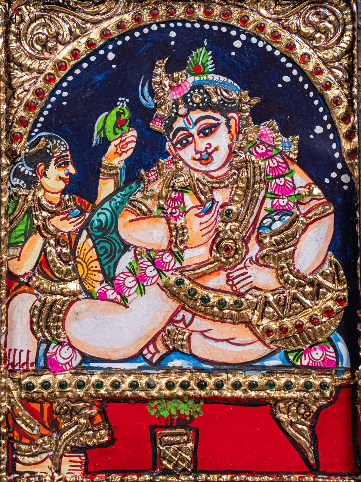 Traditional Butter Krishna Thanjavur painting  2