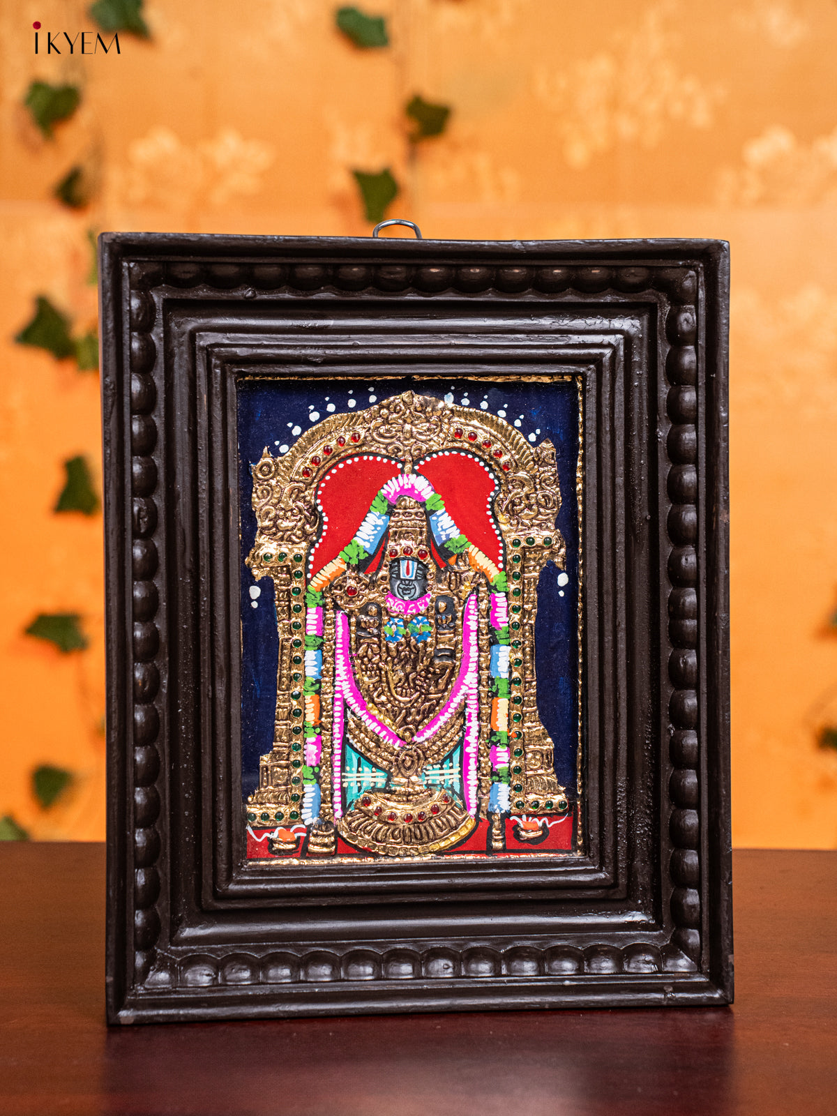 Artistic Lord venkateswara Tanjore Painting in Teak Wood Frame 1