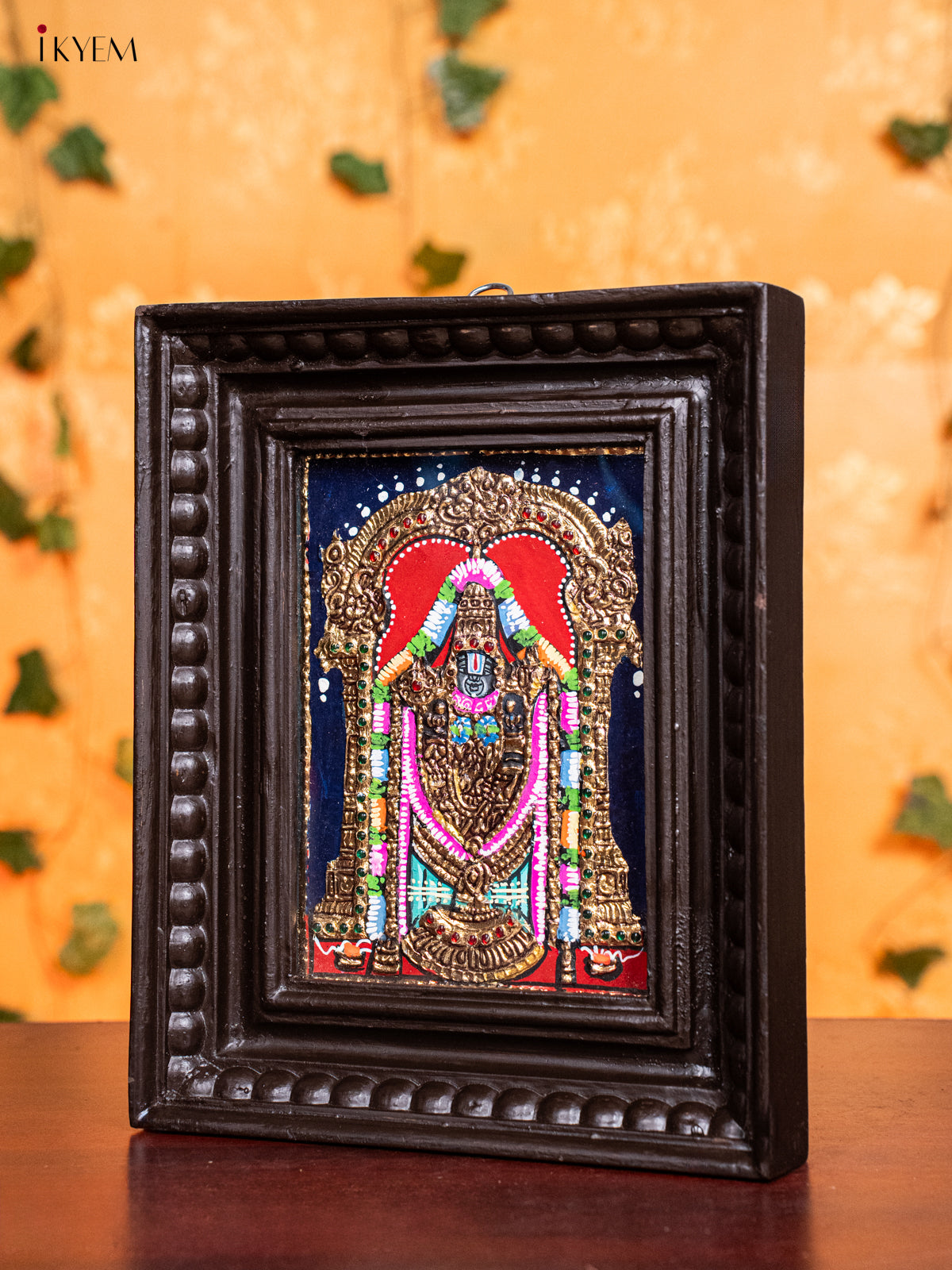 Artistic Lord venkateswara Tanjore Painting in Teak Wood Frame 3