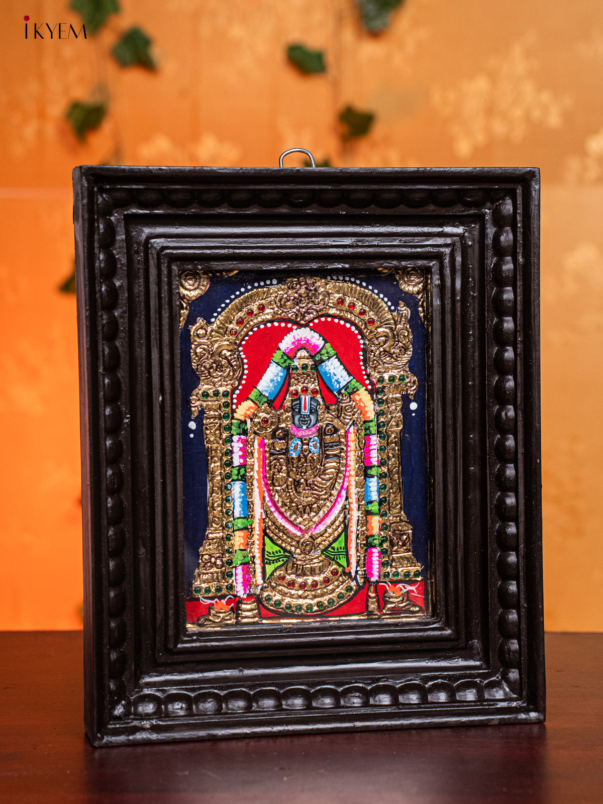 Elegant Lord venkateswara Tanjore Painting in Teak Wood Frame 1