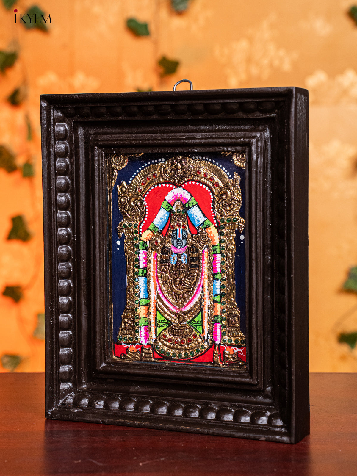 Elegant Lord venkateswara Tanjore Painting in Teak Wood Frame 3