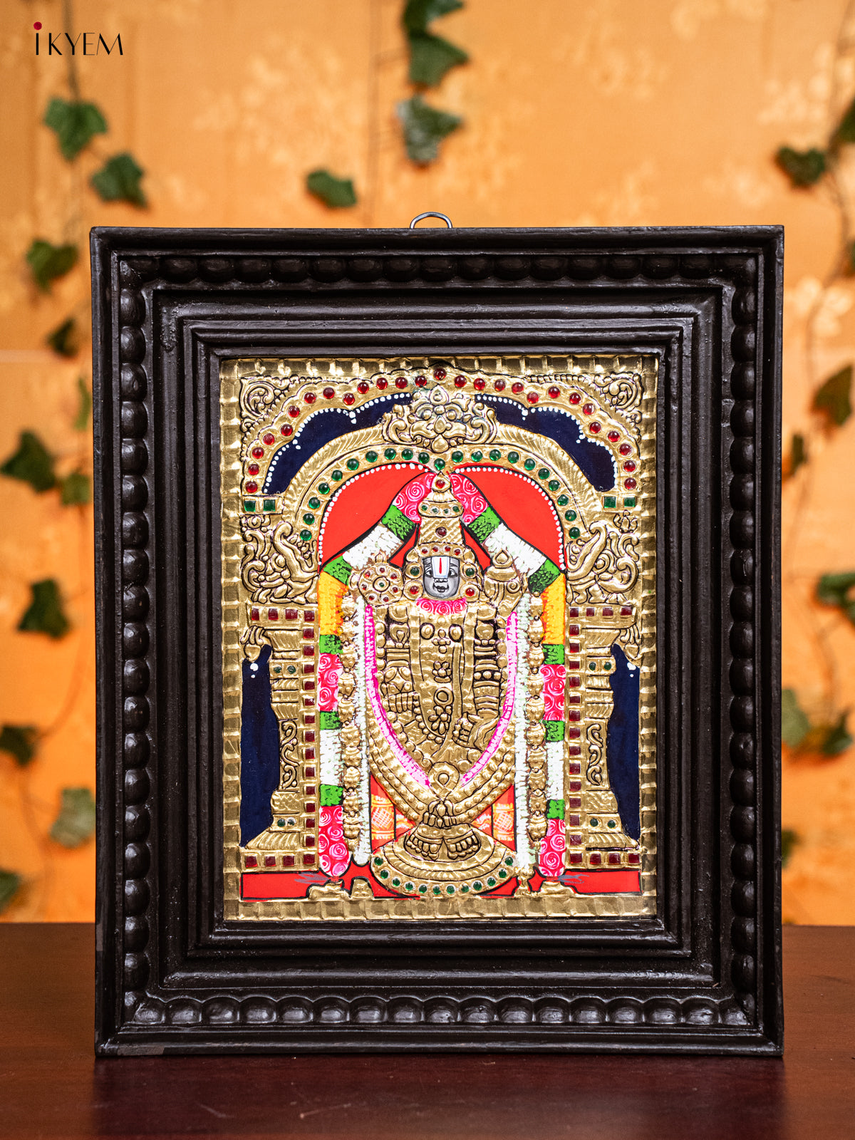 Lord venkateswara Tanjore Painting in Teak Wood Frame