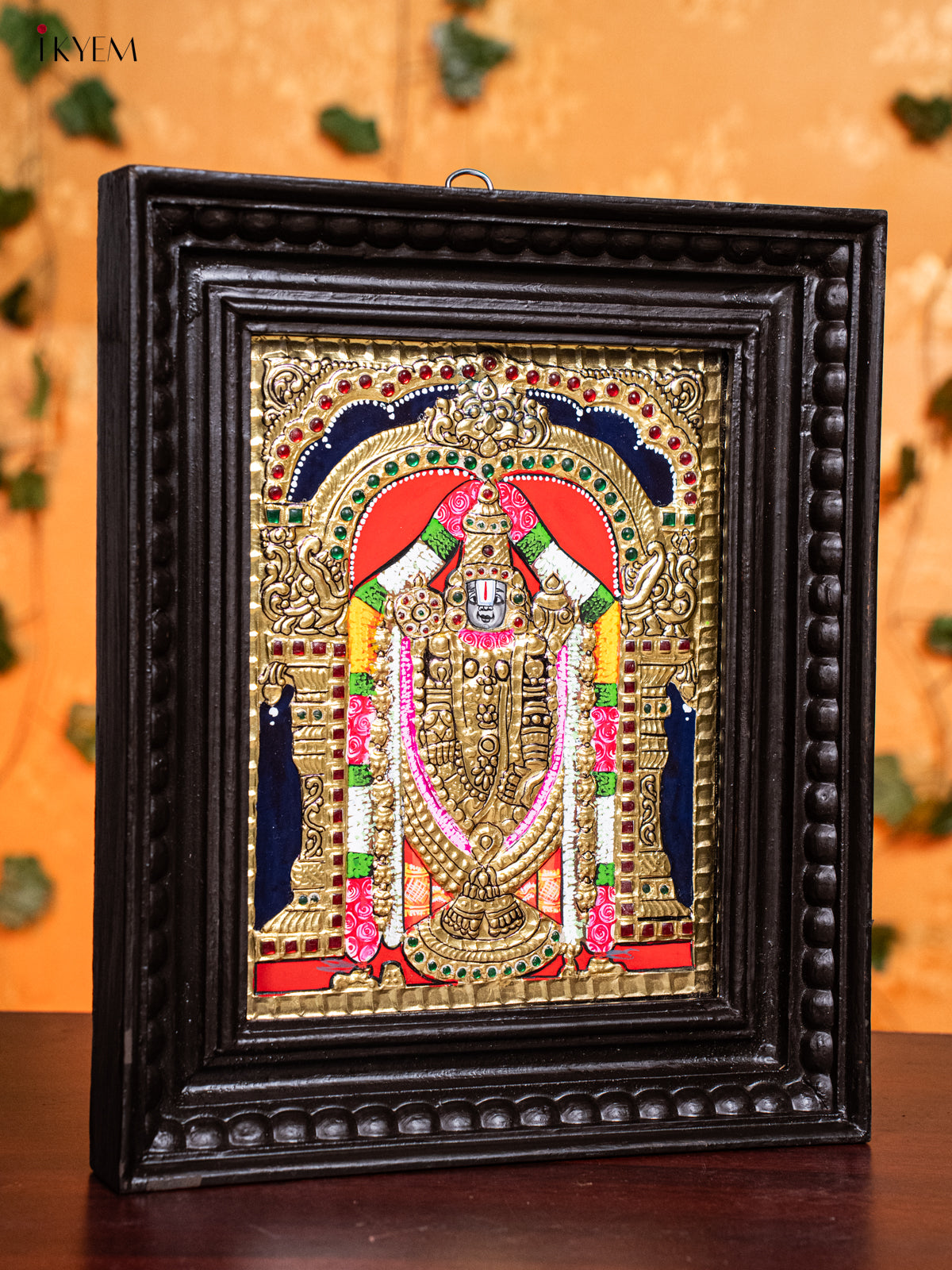 Lord venkateswara Tanjore Painting in Teak Wood Frame 1