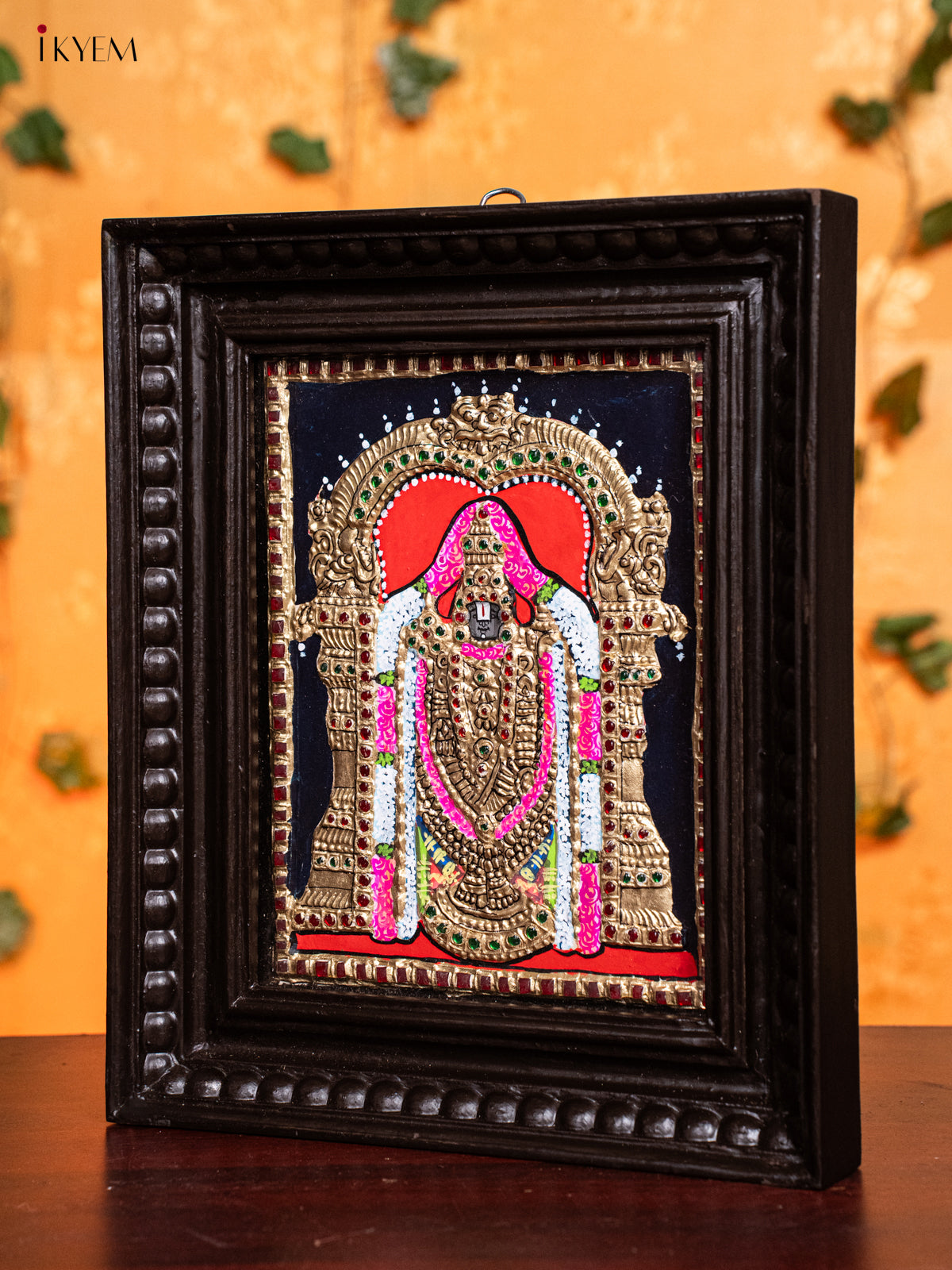 Timeless Tirupati Balaji Tanjore Painting in Teak Wood Frame  3