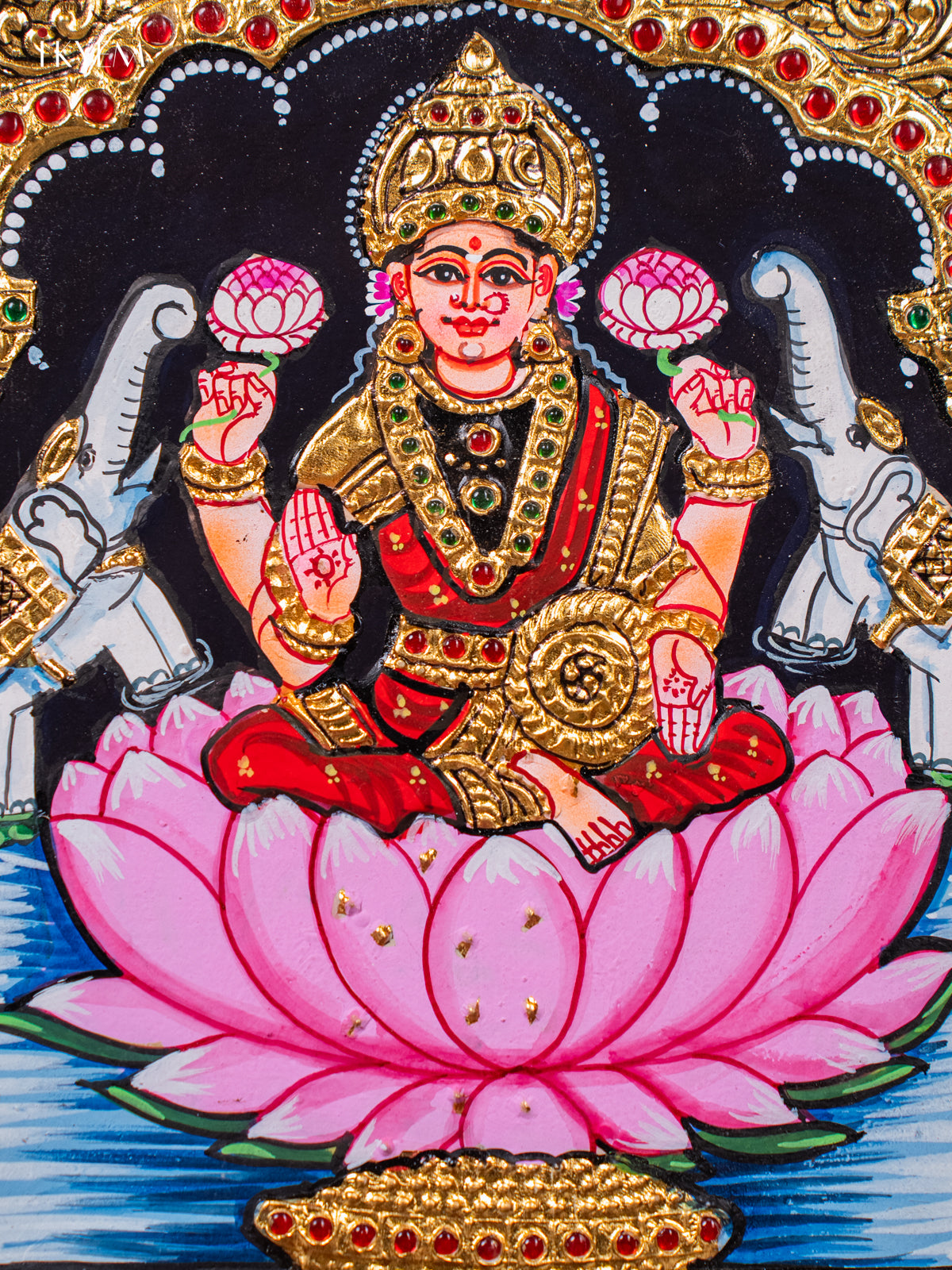 Pretty Goddess Gajalakshmi Tanjore painting 2