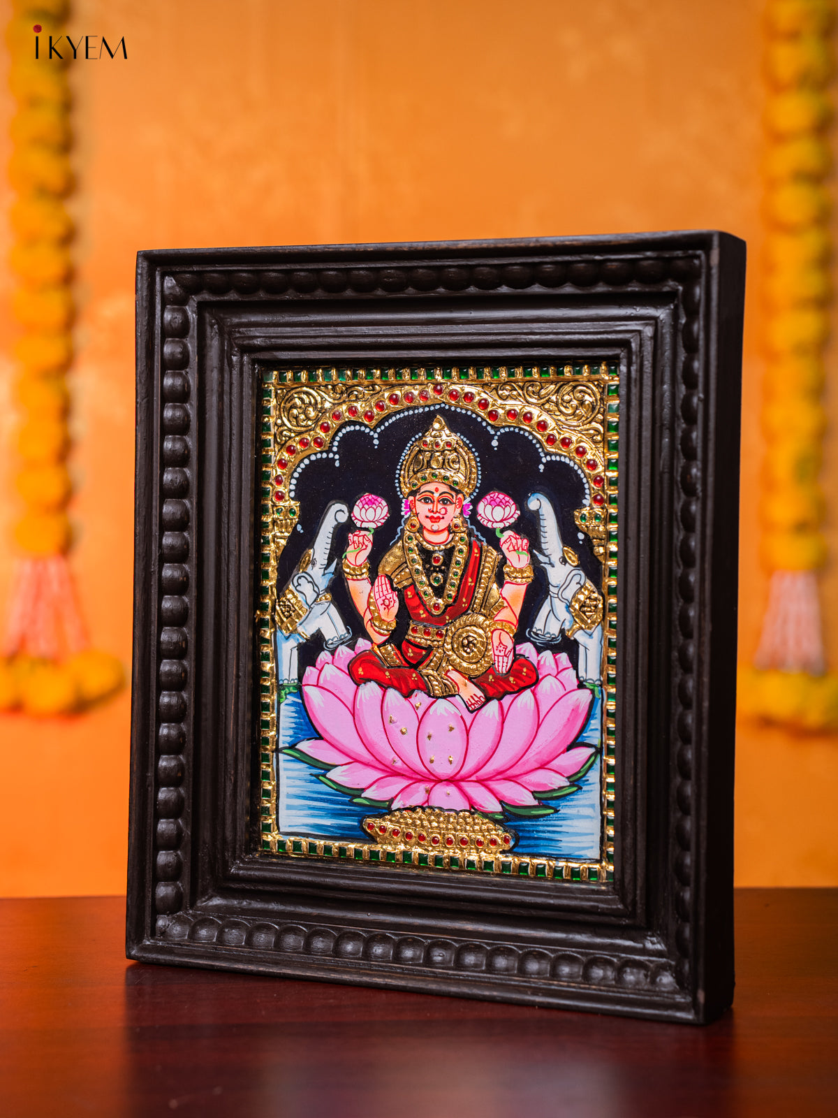 Pretty Goddess Gajalakshmi Tanjore painting 3
