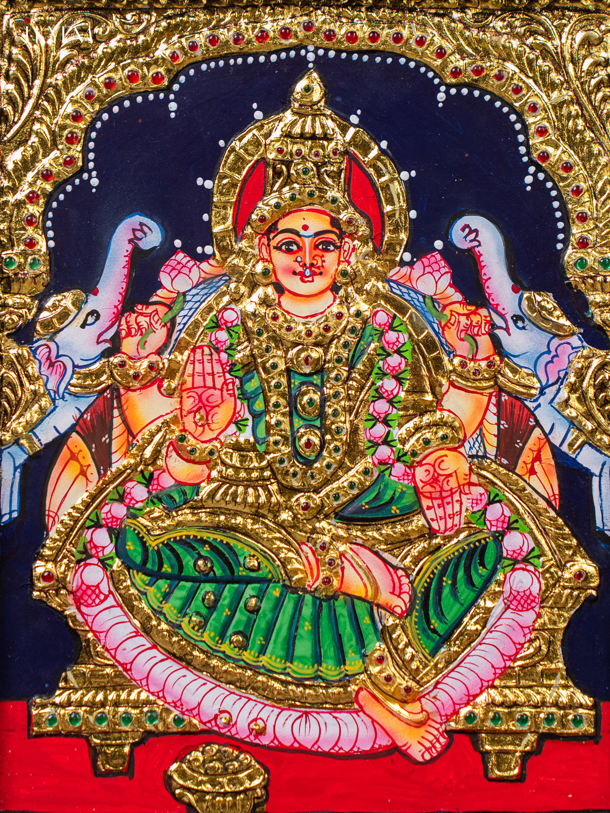 Divine Goddess Gajalakshmi Tanjore painting 3