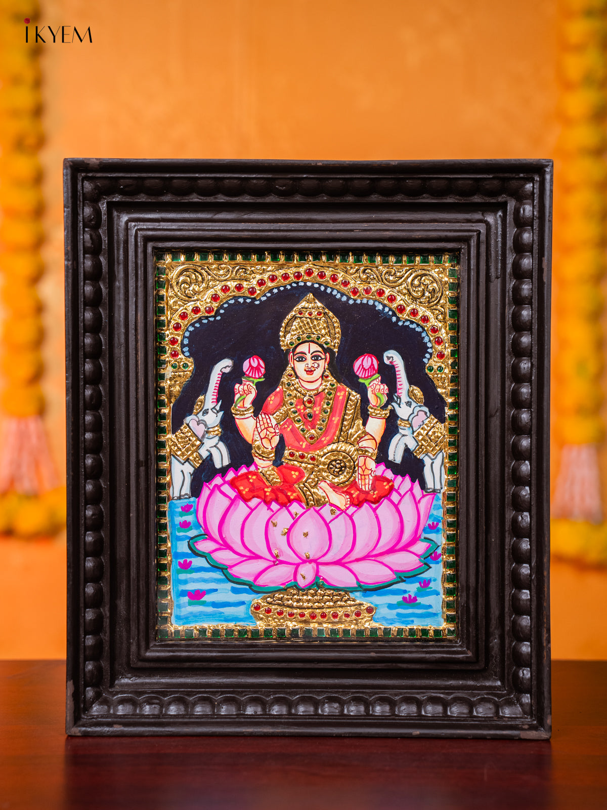 Radiant Goddess Gajalakshmi Thanjavur Painting 