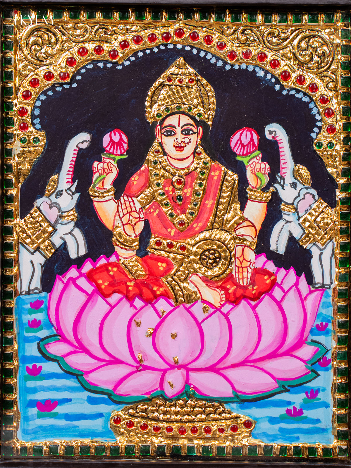 Radiant Goddess Gajalakshmi Thanjavur Painting 2