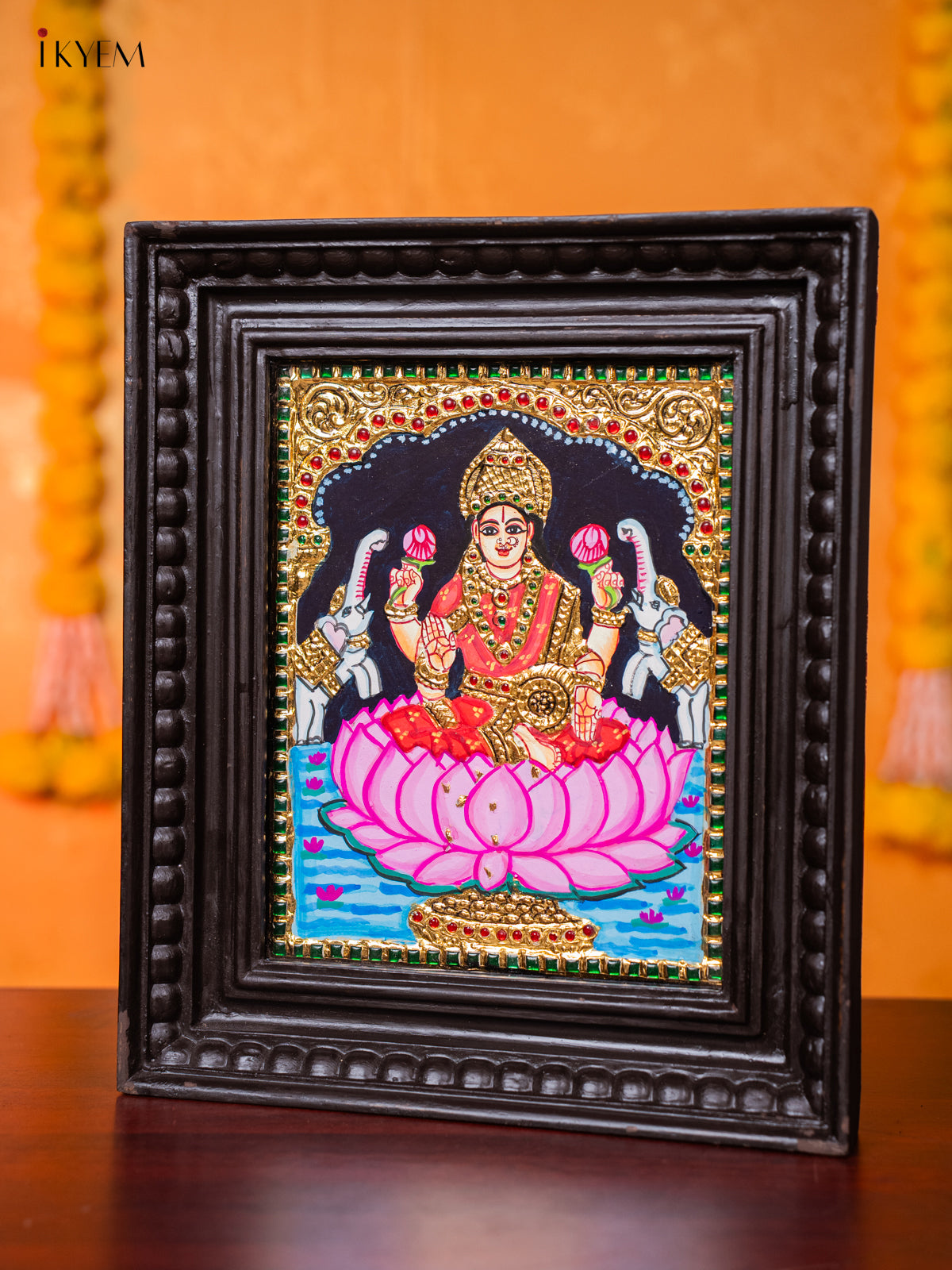 Radiant Goddess Gajalakshmi Thanjavur Painting 1