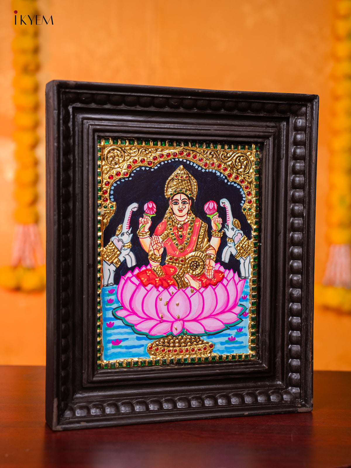 Radiant Goddess Gajalakshmi Thanjavur Painting 3