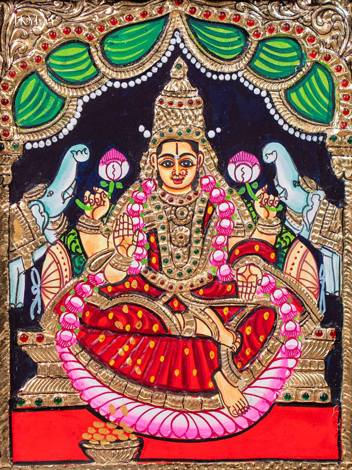 Sacred Goddess Gajalakshmi Tanjore painting 2