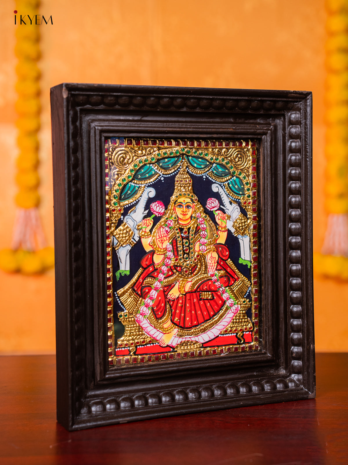 Divine Goddess Gajalakshmi Tanjore painting  3