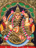 Handcrafted Goddess Saraswathi Thanjavur painting 2