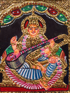 Stunning Thanjavur Painting Of Goddess Saraswathi With Veena 2
