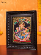 Stunning Thanjavur Painting Of Goddess Saraswathi With Veena 4