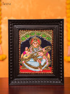 Exquisite Goddess Saraswathi Thanjavur painting