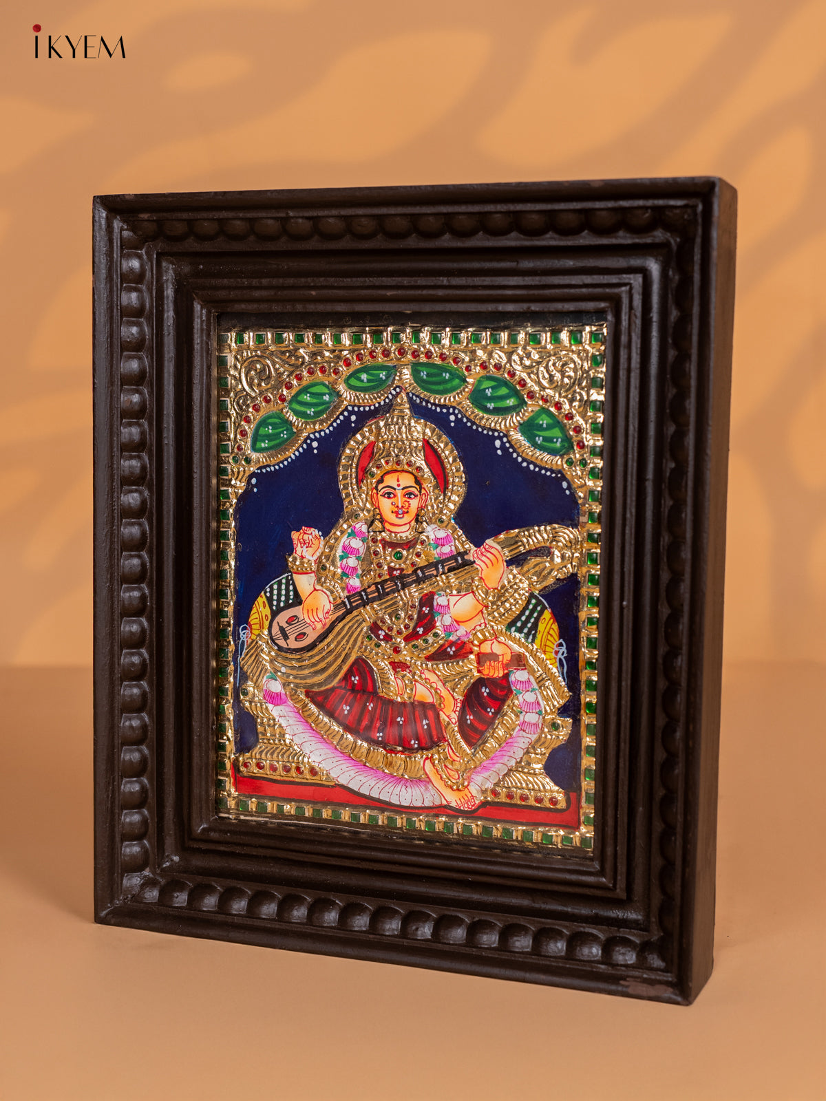 Gracefull Goddess Saraswathi Tanjore painting 3