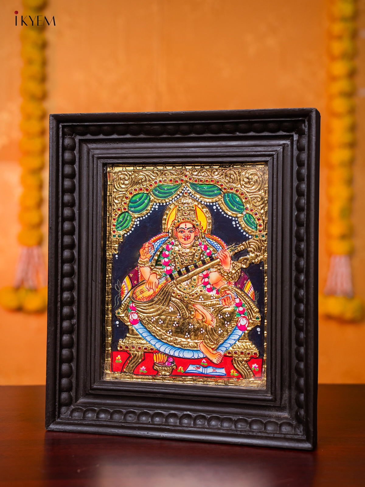 Stunning Goddess Saraswathi Tanjore painting 1