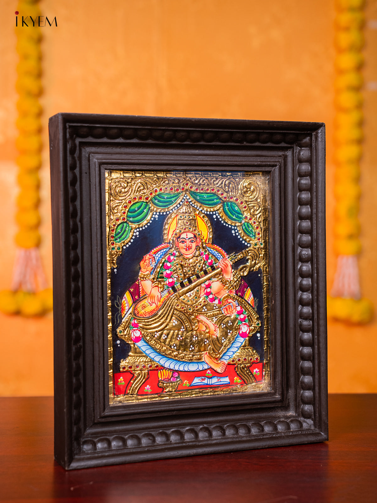 Stunning Goddess Saraswathi Tanjore painting 3