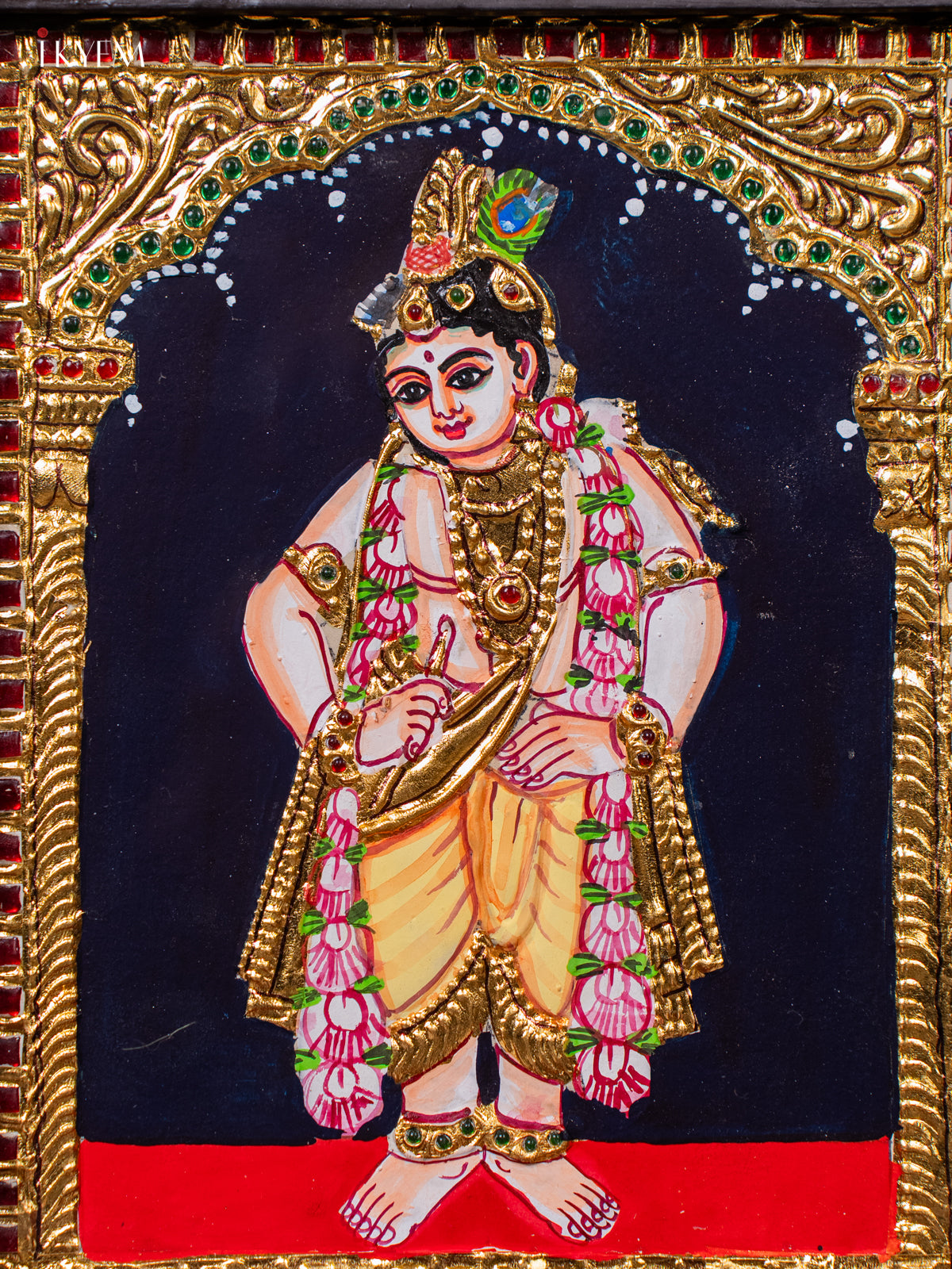 Playful BalaKrishna Tanjore painting 2