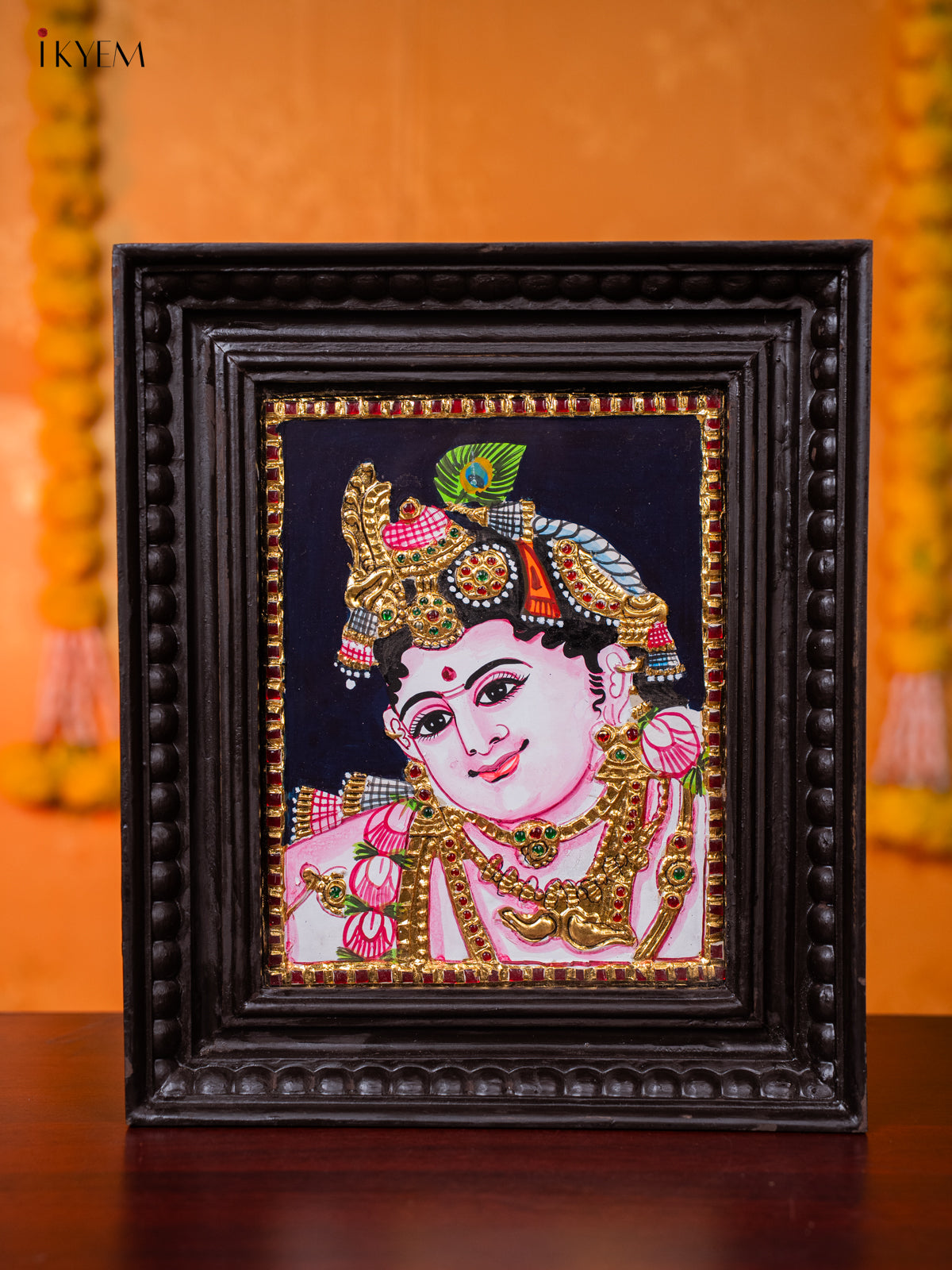 Beautiful Tanjore painting Of Baby Krishna Face 