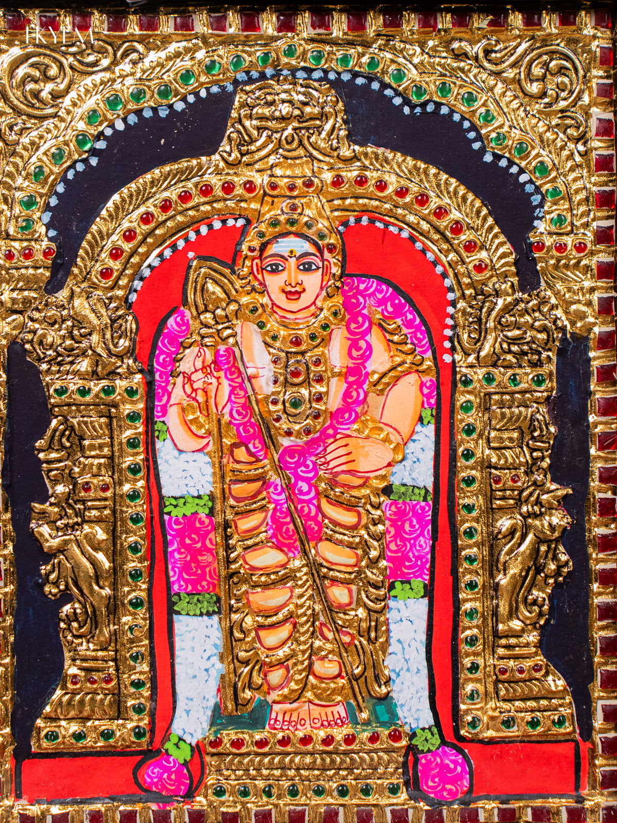 Majestic Lord Murugar Tanjore painting 3