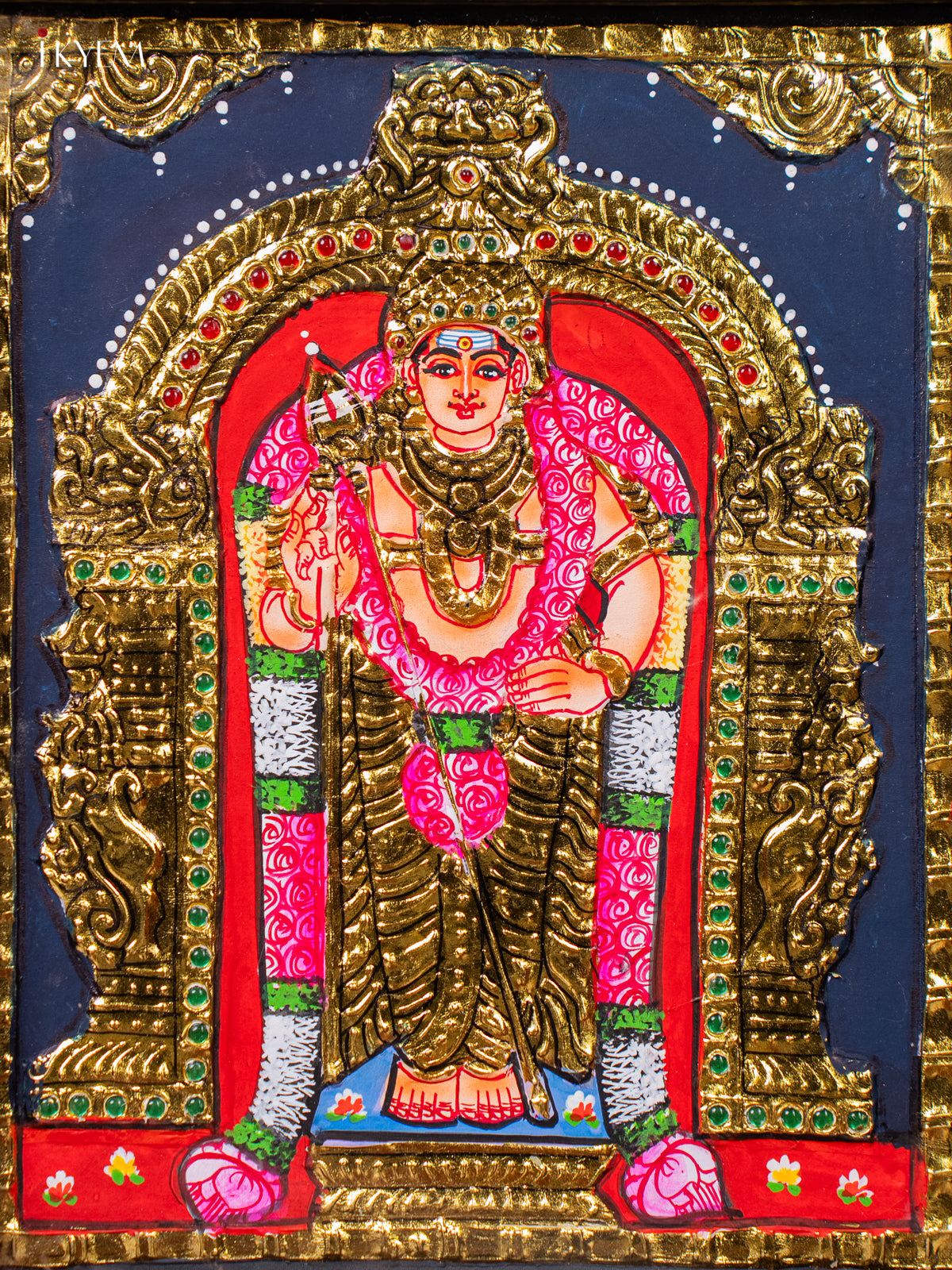 Powerful Lord Murugar Tanjore painting 1