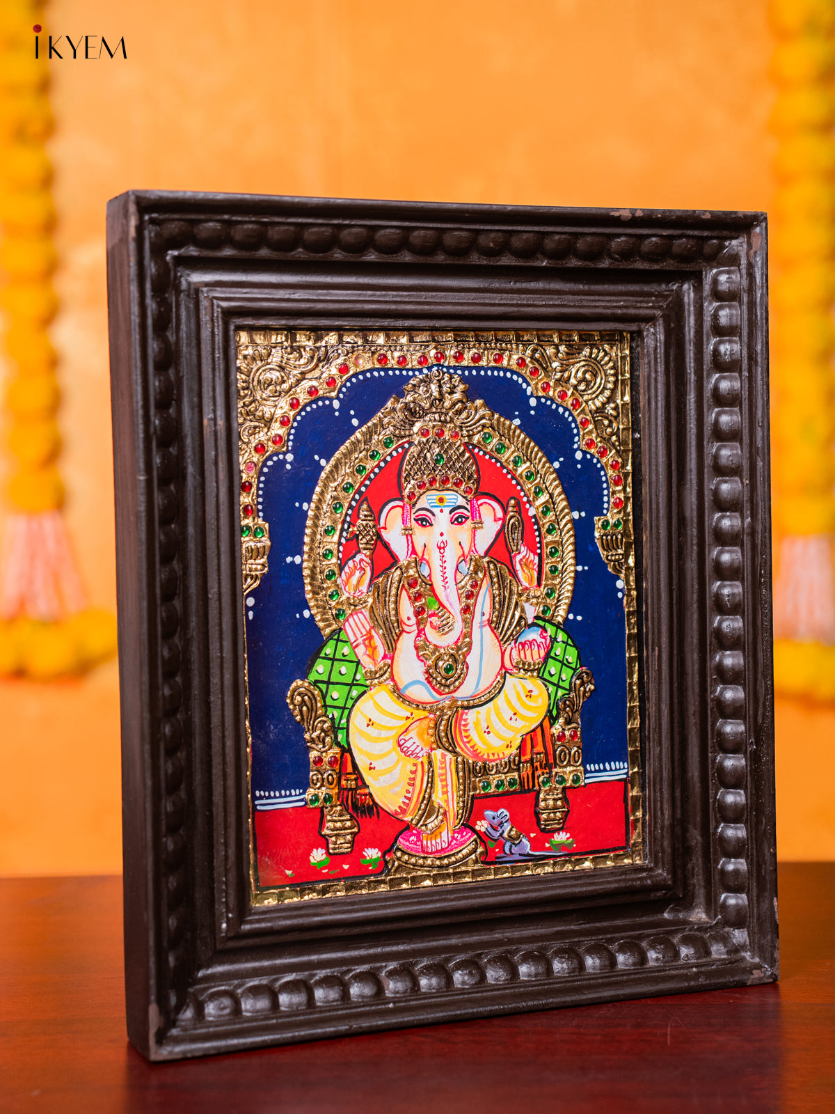 Vibrant Lord Ganesha Thanjavur painting 3