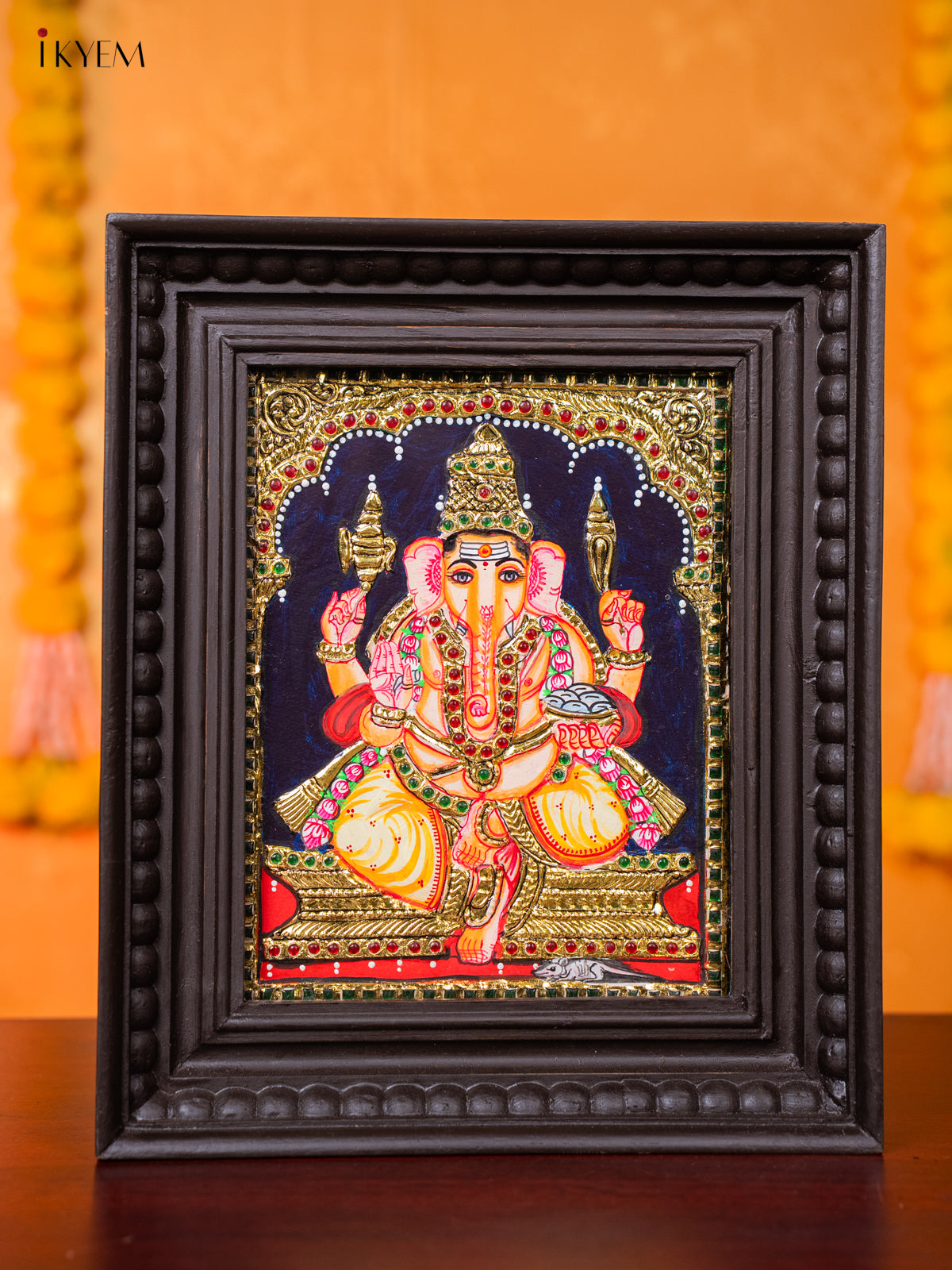 Exquisite Lord Ganapathy Thanjavur painting 